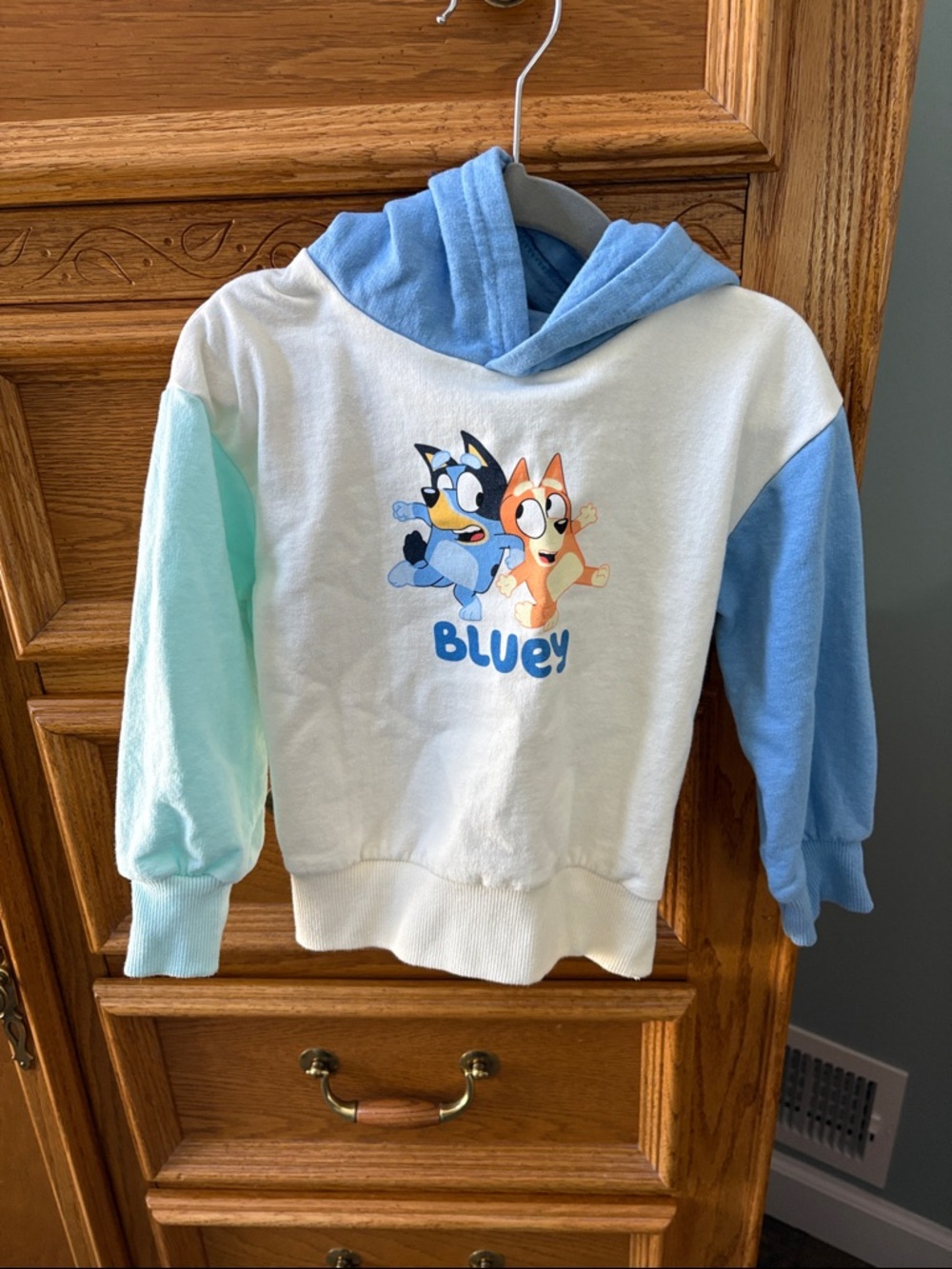 Bluey Kids' Hooded Sweatshirt in White and Blue